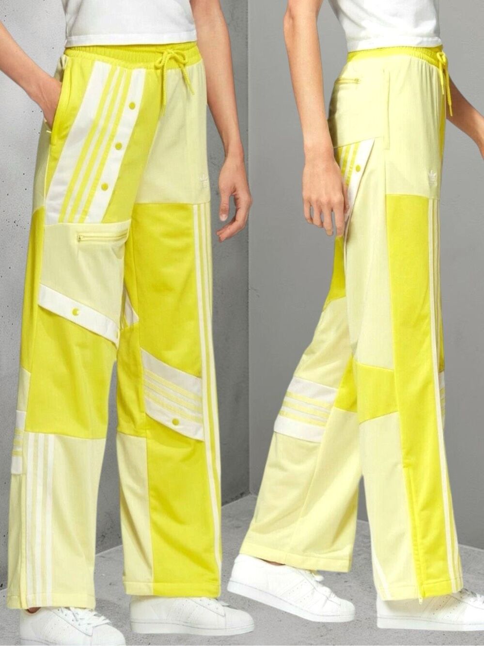 Adidas x Daniëlle Cathari Wide Leg Deconstructed Patchwork Track Pants Yellow 3X - Picture 7 of 16